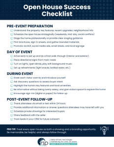 A full checklist for real estate agents who want to host a successful open house.